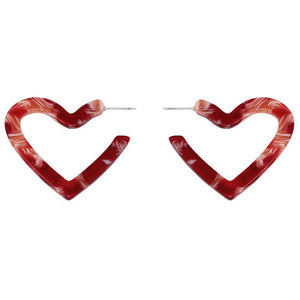 Heart acetate earring - red