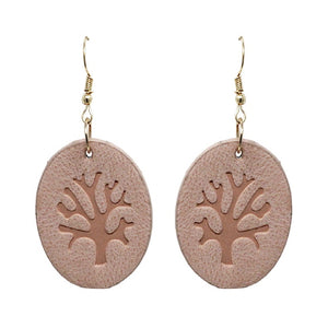 LEATHER TREE OF LIFE EARRING - PEACH