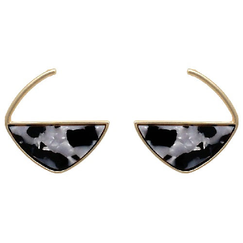Marble texture earring - black