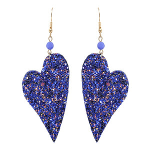 GLITTER HEART EARRING - BLUE