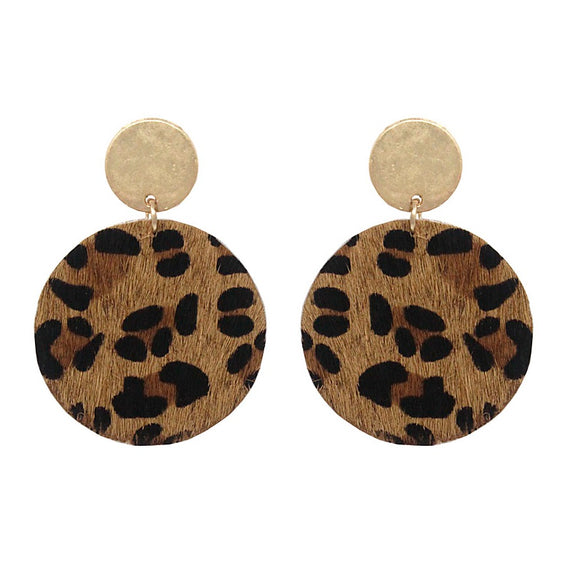 [ 6PC SET ] Faux fur animal print earring - leopard