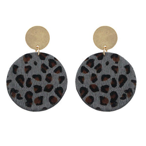 [ 6PC SET ] Faux fur animal print earring - leopard