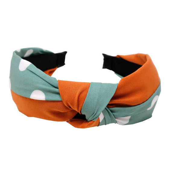 Headband Two tone Dot -mint & orange