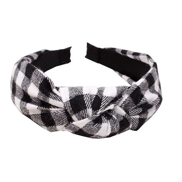 Buffalo check headband - black & white