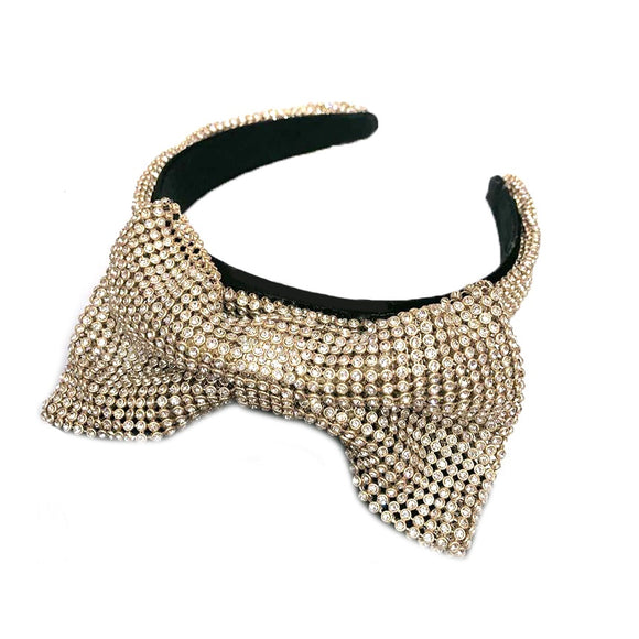 Pave ribbon headband - gold