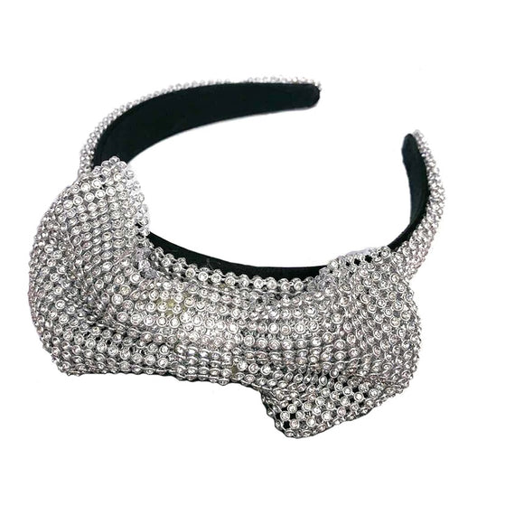 Pave ribbon headband - silver