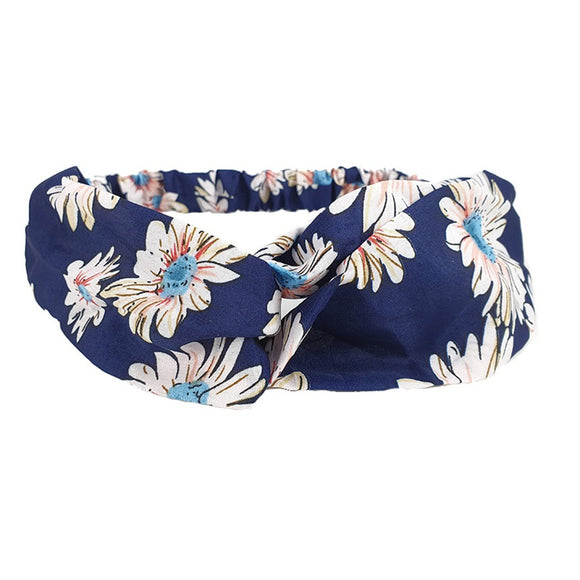 Floral hairband - navy