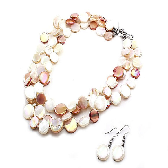 Multi row shell necklace set