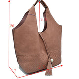 Weaving detail hobobag with tassel - brown