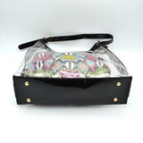 Clear single handle shoulder bag with pyton print pouch - multi 3