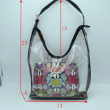 Clear single handle shoulder bag with pyton print pouch - multi 1