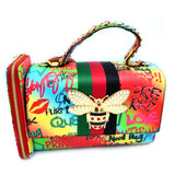 Graffiti & queen bee satchel with wallet - multi 4