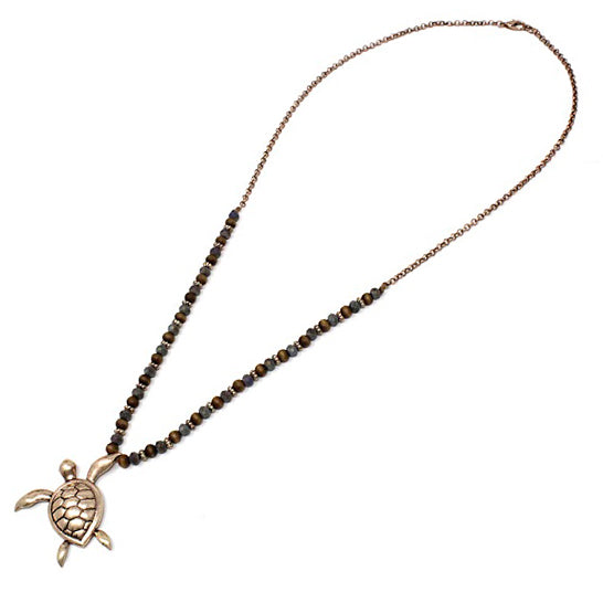 Sea turtle necklace set - gold