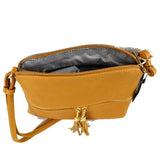 Tassel zipper crossbody bag - mustard