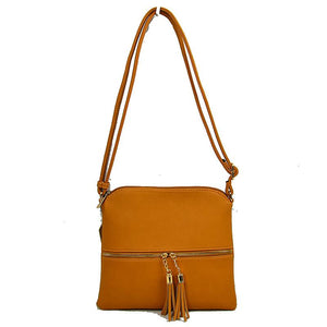 Tassel zipper crossbody bag - mustard