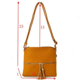 Tassel zipper crossbody bag - mustard