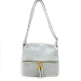 Tassel zipper crossbody bag - silver