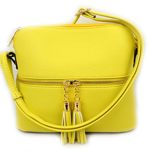 Tassel handle zipper crossbody - yellow