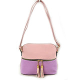 Colorblock tassel crossbody bag - blush lavender