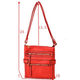 Top and bottom zip crossbody bag - red