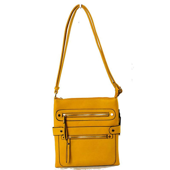 Top and bottom zip crossbody bag - yellow