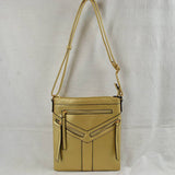 Front triple zip crossbody bag - gold
