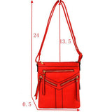 Front triple zip crossbody bag - red