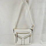Front triple zip crossbody bag - white