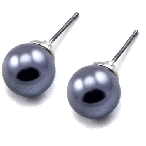 10mm stud pearl earring - hematite