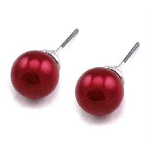 10mm stud pearl earring - red