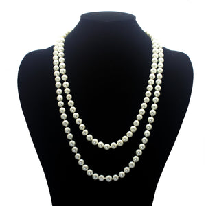 60" KNOTTED LONG PEARL NECKLACE ONLY