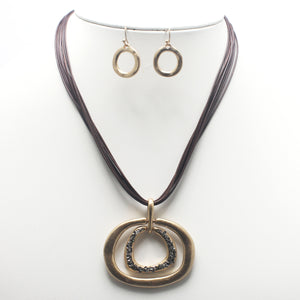 Multi hoop w/ pave necklace set - gold
