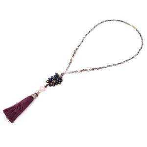 Semi precious w/ tassel necklace - fusha
