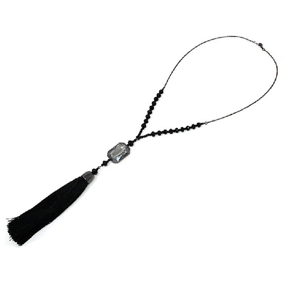 Glass bead & Tassel necklace