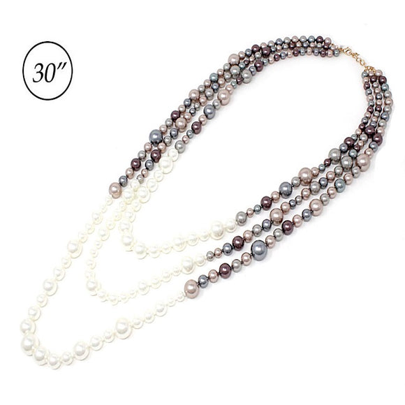 Multi layered Pearl necklace set - cream multi