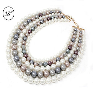Chunky multi pearl necklace set