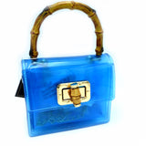 Bamboo handle turn-lock jelly bag - blue