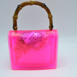Bamboo handle turn-lock jelly bag - pink