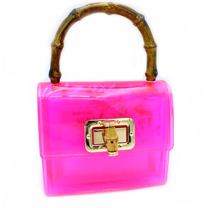 Bamboo handle turn-lock jelly bag - pink