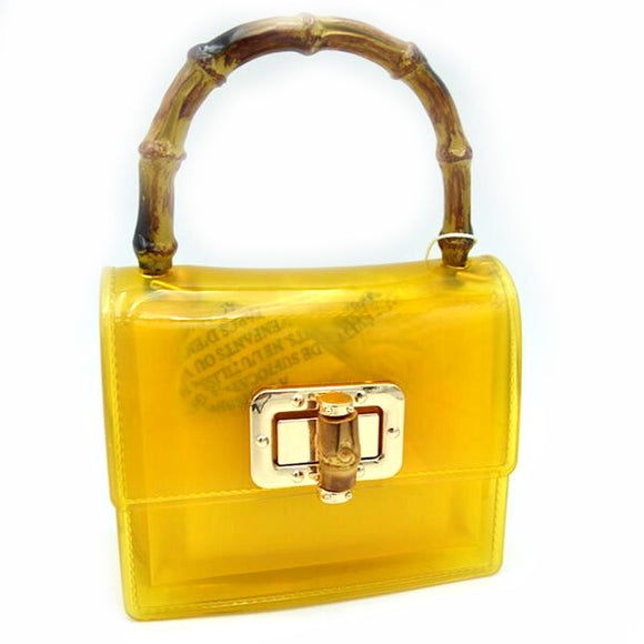 Bamboo handle turn-lock jelly bag - yellow