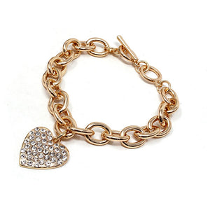 [12PC] Pave Heart charm bracelet
