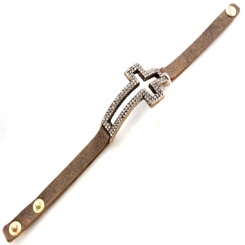 GOLD CROSS LEATHER STRAP
