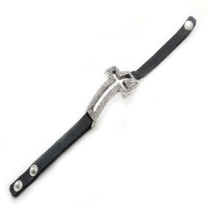 SILVER CROSS LEATHER STRAP
