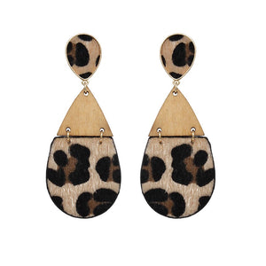 [2PCS] Tear drop leopard earring
