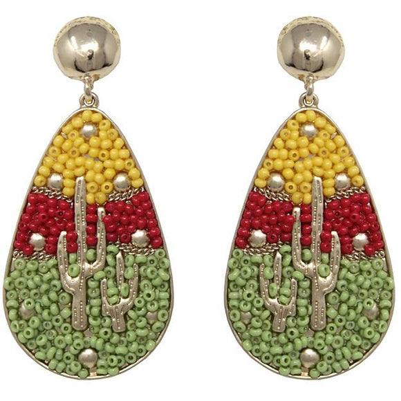 Cactus multi color bead earring