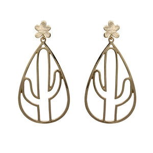 Cactus outline earring - gold