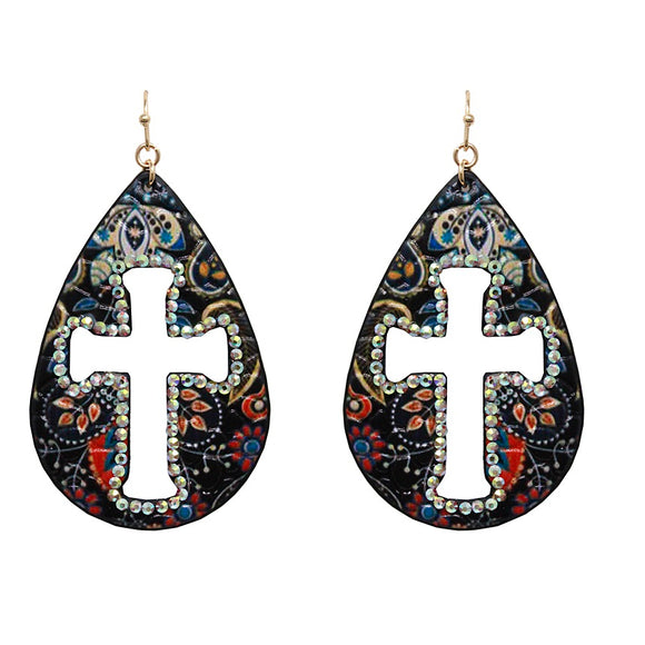 [12PC] Paisley with Cross earring