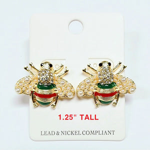 Bee / Insect earring - green & red