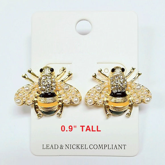 [2 PC] Bee / Insect earring - black & yellow