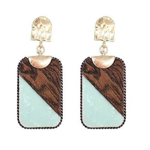 Wood & turquoise earring